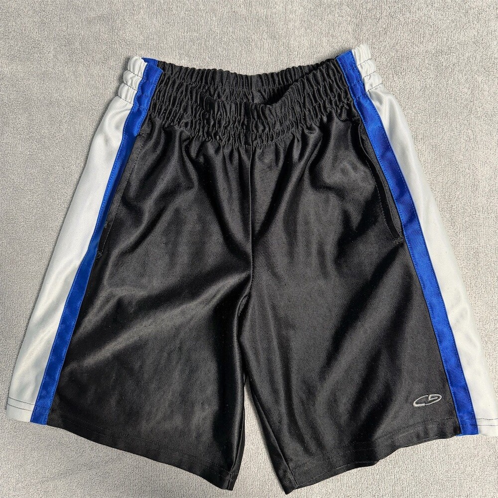 Champion C9 Boys Basketball Shorts Size S Black Blue White Elastic Waist